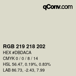 颜色代码: RGB 219 218 202 | qconv.com