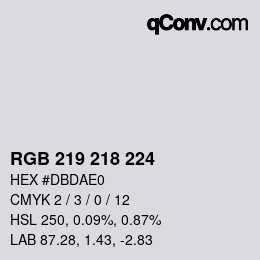 Código de color: RGB 219 218 224 | qconv.com