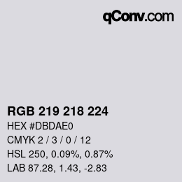 Code couleur: RGB 219 218 224 | qconv.com