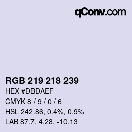 Color code: RGB 219 218 239 | qconv.com