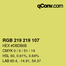 Color code: RGB 219 219 107 | qconv.com