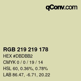 Color code: RGB 219 219 178 | qconv.com