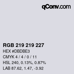 Color code: RGB 219 219 227 | qconv.com