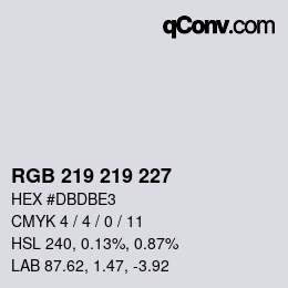 颜色代码: RGB 219 219 227 | qconv.com