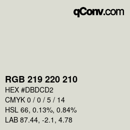 Color code: RGB 219 220 210 | qconv.com