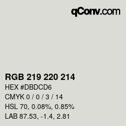 Farbcode: RGB 219 220 214 | qconv.com