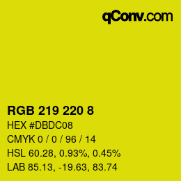 カラーコード: RGB 219 220 8 | qconv.com