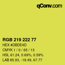 Color code: RGB 219 222 77 | qconv.com