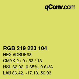 カラーコード: RGB 219 223 104 | qconv.com