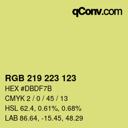 Farbcode: RGB 219 223 123 | qconv.com