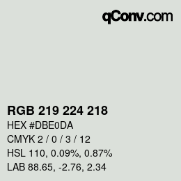 カラーコード: RGB 219 224 218 | qconv.com