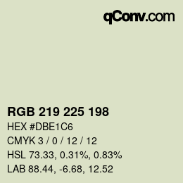 Color code: RGB 219 225 198 | qconv.com