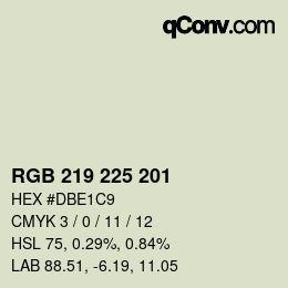 颜色代码: RGB 219 225 201 | qconv.com