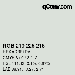 カラーコード: RGB 219 225 218 | qconv.com