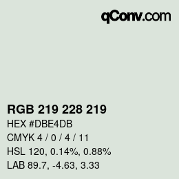 カラーコード: RGB 219 228 219 | qconv.com