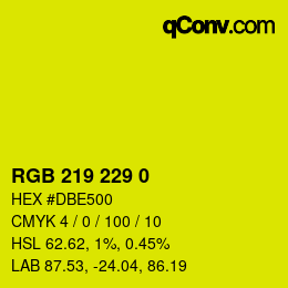 Color code: RGB 219 229 0 | qconv.com