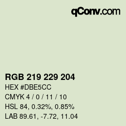 Color code: RGB 219 229 204 | qconv.com