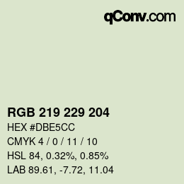カラーコード: RGB 219 229 204 | qconv.com