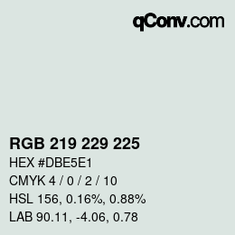 カラーコード: RGB 219 229 225 | qconv.com