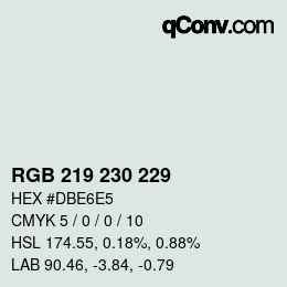 Farbcode: RGB 219 230 229 | qconv.com