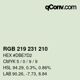 カラーコード: RGB 219 231 210 | qconv.com