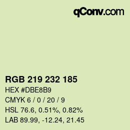 Color code: RGB 219 232 185 | qconv.com