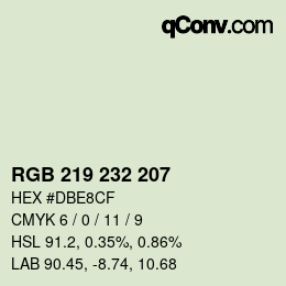 Color code: RGB 219 232 207 | qconv.com