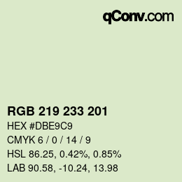 颜色代码: RGB 219 233 201 | qconv.com