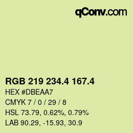 カラーコード: RGB 219 234.4 167.4 | qconv.com