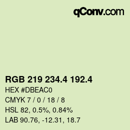 カラーコード: RGB 219 234.4 192.4 | qconv.com