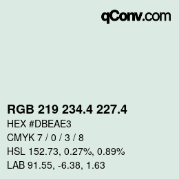 カラーコード: RGB 219 234.4 227.4 | qconv.com