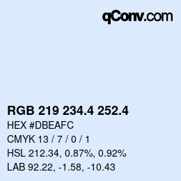 カラーコード: RGB 219 234.4 252.4 | qconv.com