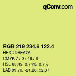 カラーコード: RGB 219 234.8 122.4 | qconv.com