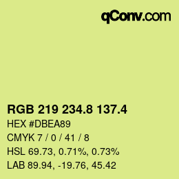 カラーコード: RGB 219 234.8 137.4 | qconv.com