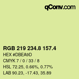 カラーコード: RGB 219 234.8 157.4 | qconv.com