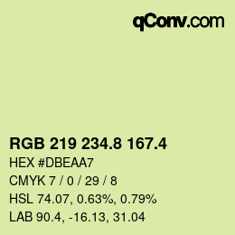 カラーコード: RGB 219 234.8 167.4 | qconv.com