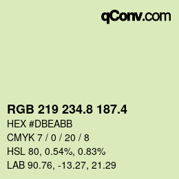 カラーコード: RGB 219 234.8 187.4 | qconv.com