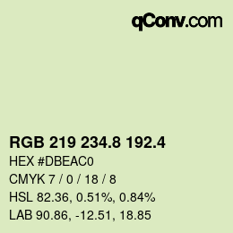 カラーコード: RGB 219 234.8 192.4 | qconv.com