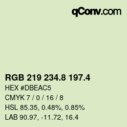 カラーコード: RGB 219 234.8 197.4 | qconv.com