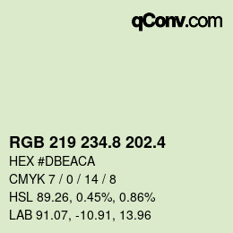 カラーコード: RGB 219 234.8 202.4 | qconv.com