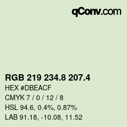 カラーコード: RGB 219 234.8 207.4 | qconv.com