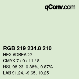 カラーコード: RGB 219 234.8 210 | qconv.com