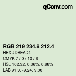 カラーコード: RGB 219 234.8 212.4 | qconv.com