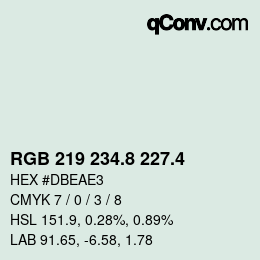 カラーコード: RGB 219 234.8 227.4 | qconv.com