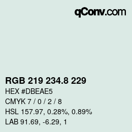 カラーコード: RGB 219 234.8 229 | qconv.com