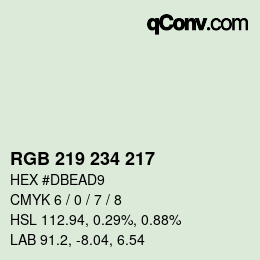 颜色代码: RGB 219 234 217 | qconv.com