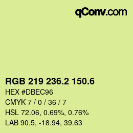 カラーコード: RGB 219 236.2 150.6 | qconv.com