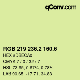 カラーコード: RGB 219 236.2 160.6 | qconv.com