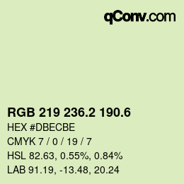 カラーコード: RGB 219 236.2 190.6 | qconv.com