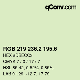 カラーコード: RGB 219 236.2 195.6 | qconv.com